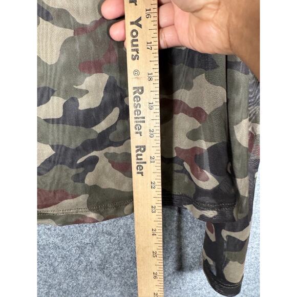 Nina‎ Parker Top Women 1X Green Camo Sheer Mesh Blouse Long Sleeve Stretch - Picture 5 of 7